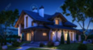 GRAR 3d rendering of modern cozy house in chalet style